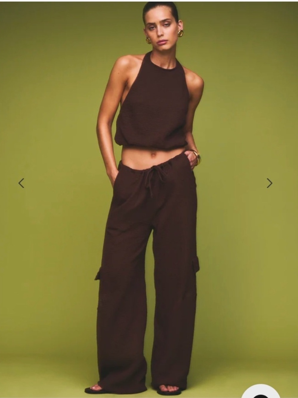 SER.O.YA Zira Gauze Cargo Pant | Brown New